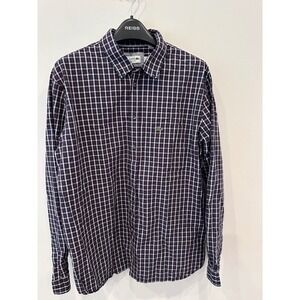 Lacoste Men's Button Down Shirt XXL 2XL Regular Fit Plaid Long Sleeve Cotton EUC